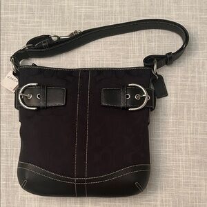 NWT Coach Black and Silver Buckle Shoulder Bag